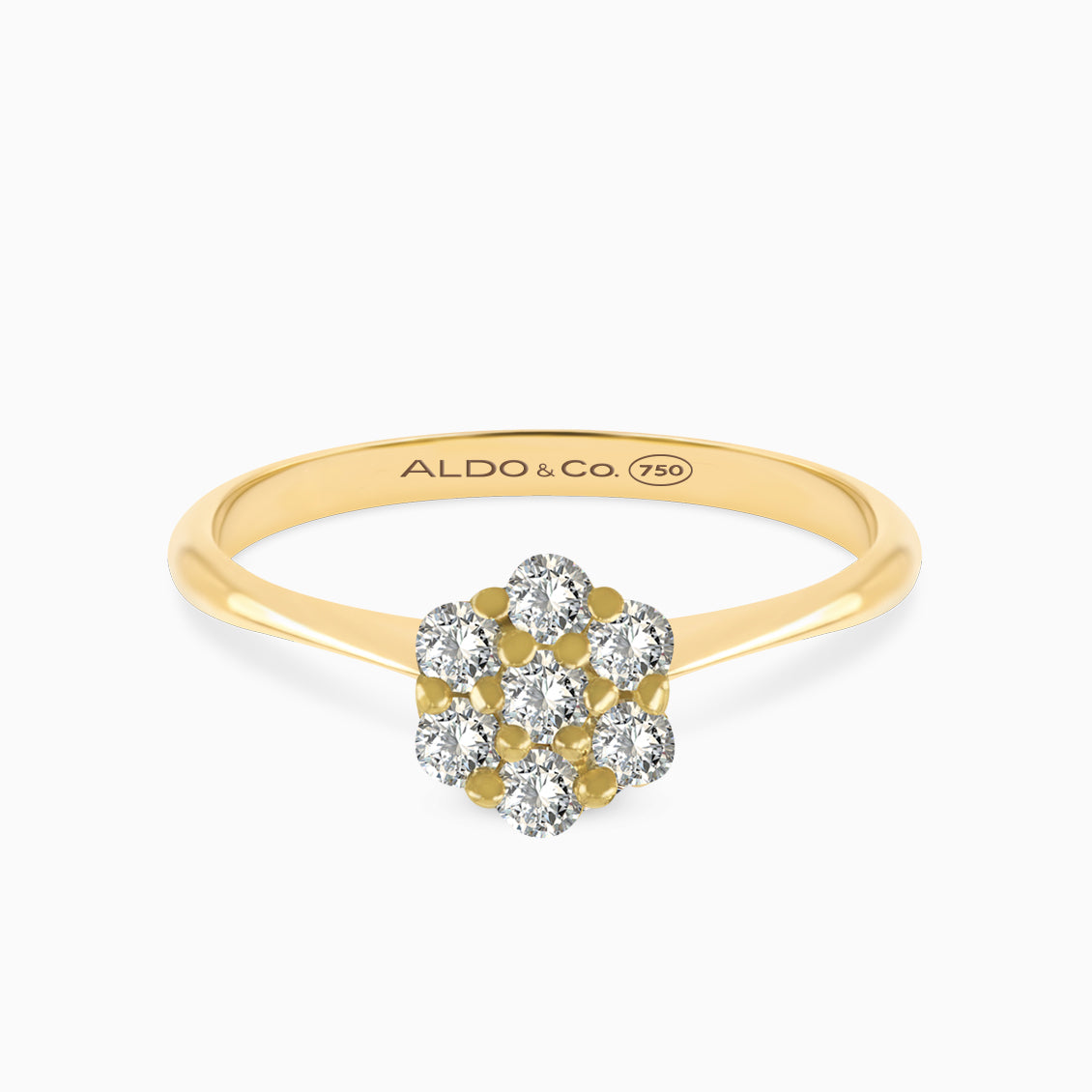 Anillo roseta en oro amarillo de 18K con brillantes Aldo Co