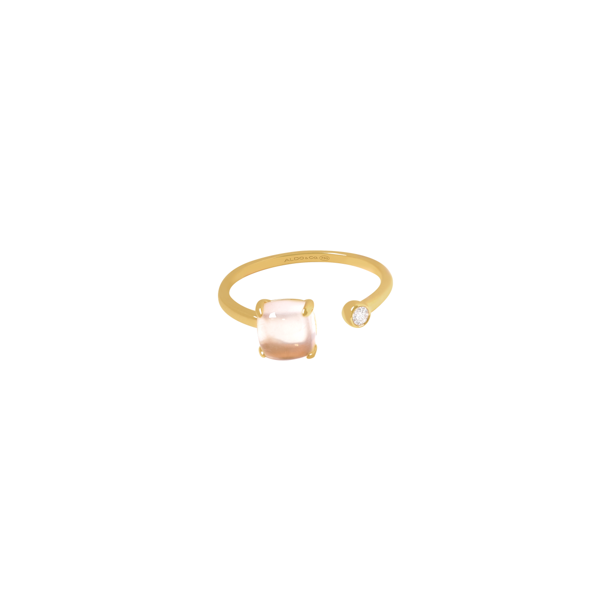 Anillo en oro amarillo de 18K con cuarzo rosado