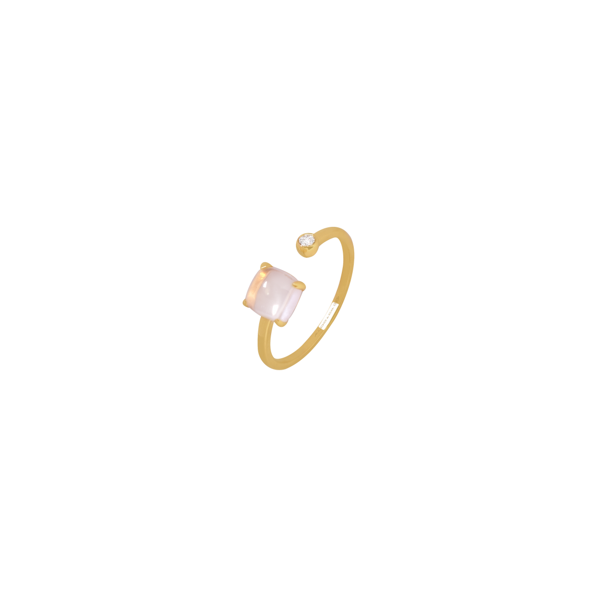 Anillo en oro amarillo de 18K con cuarzo rosado