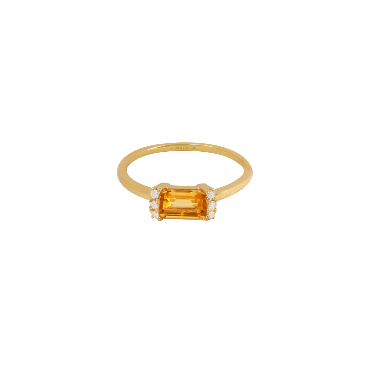 Anillo Amelia oro amarillo de 18K con citrino corte esmeralda