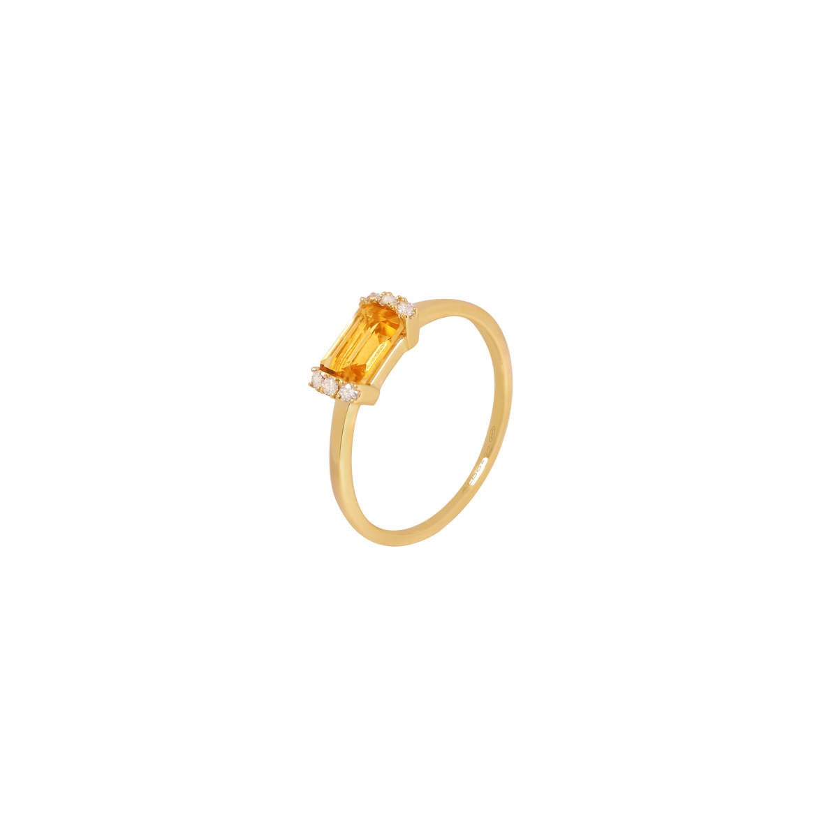 Anillo Amelia oro amarillo de 18K con citrino corte esmeralda