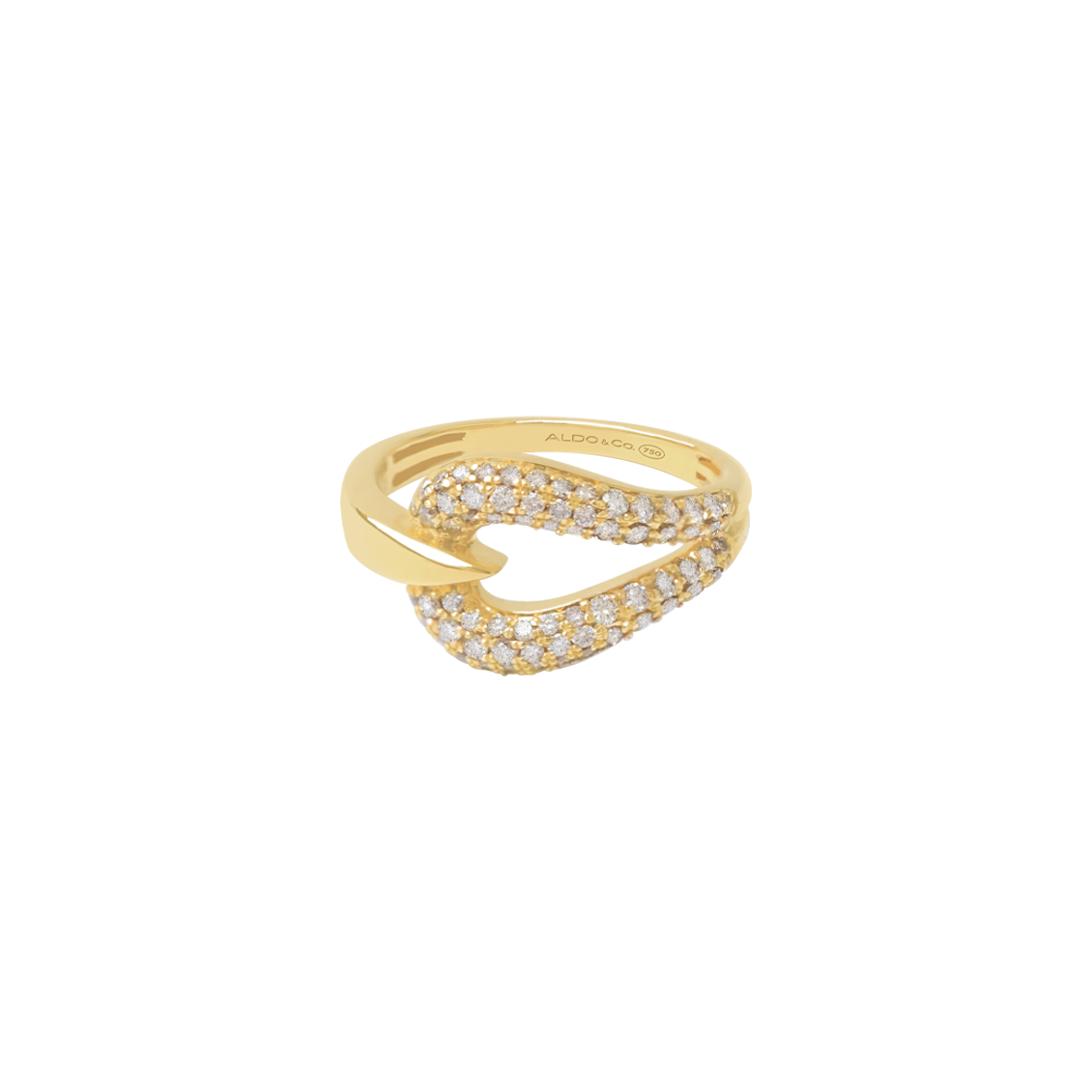 Anillo oro amarillo 18K lazo con brillantes champagne