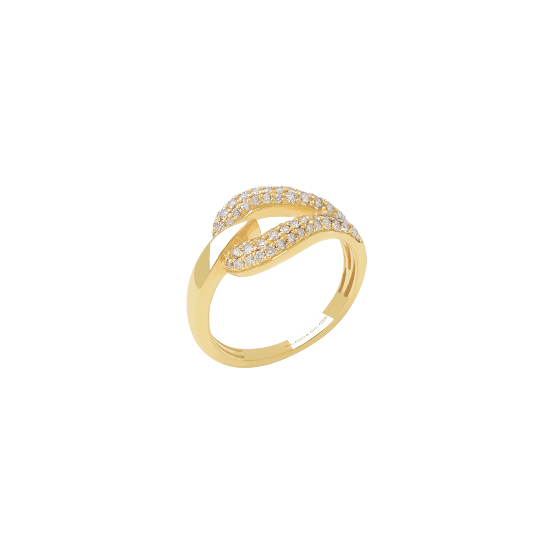 Anillo oro amarillo 18K lazo con brillantes champagne