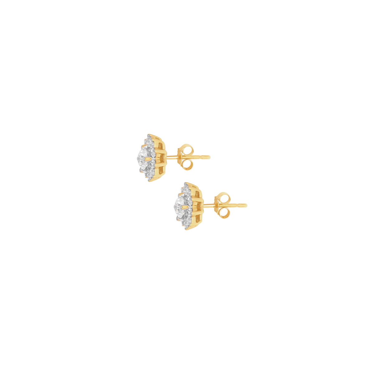 Aretes en oro amarillo de 18K girasol con brillante