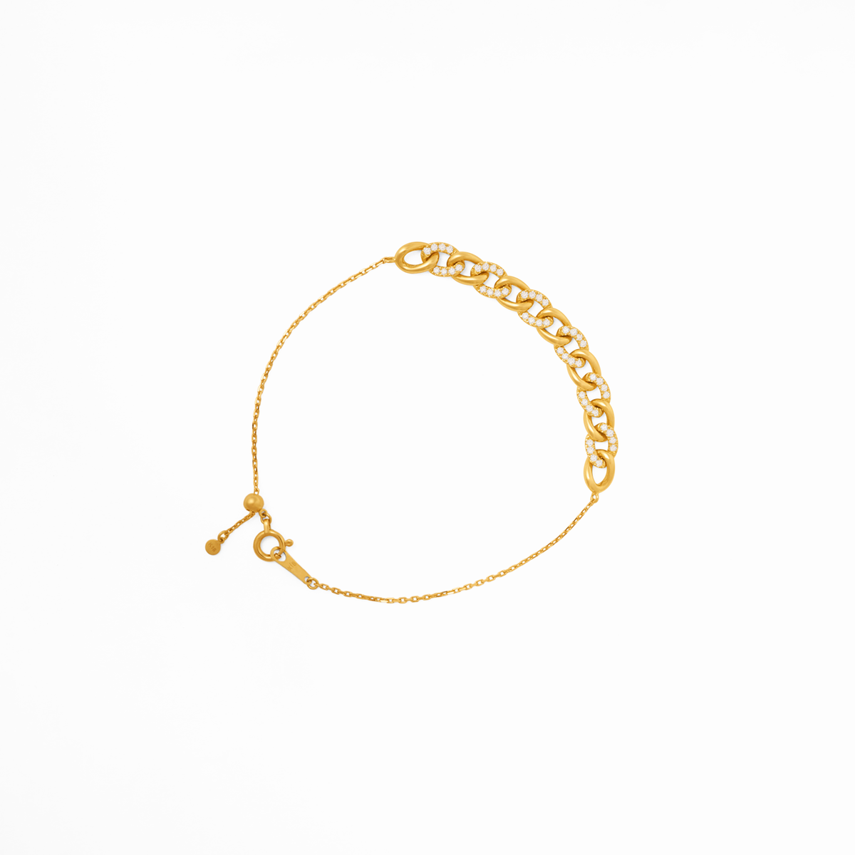 Pulsera oro amarillo de 18k con brillantes y eslabones