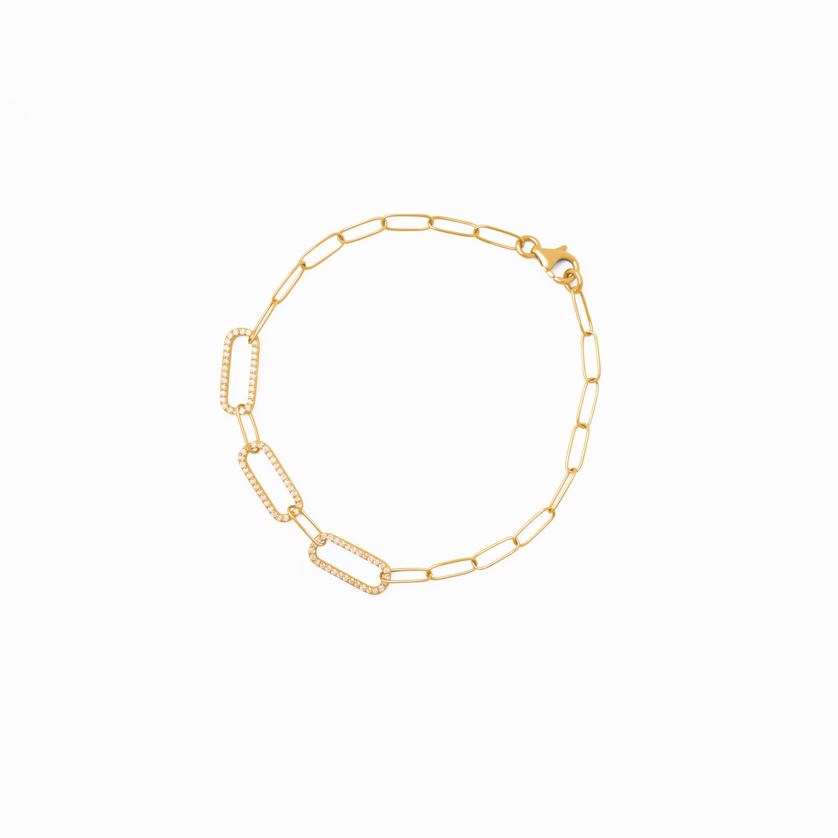 Pulsera oro amarillo de 18k eslabón y brillos