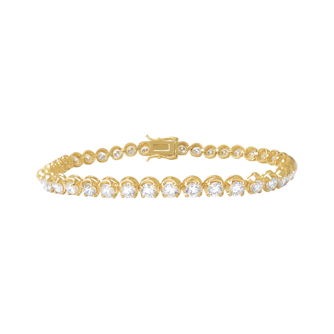 Pulsera en oro amarillo de 18K tennis con chatones redondos