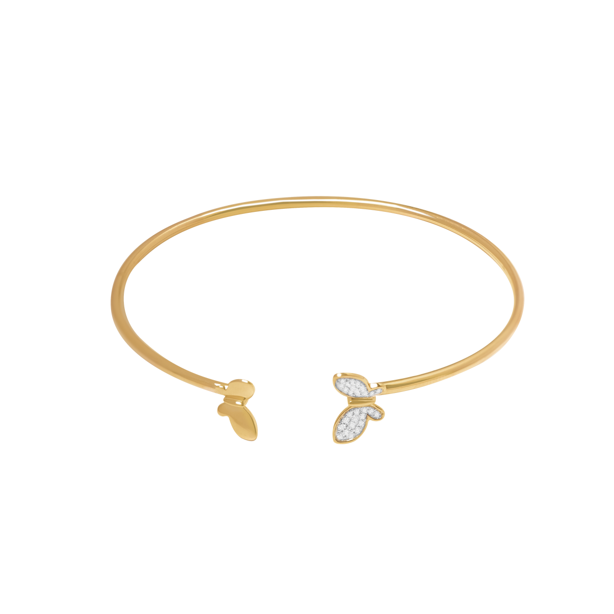 Pulsera en oro amarillo de 18K tubular semiabierta