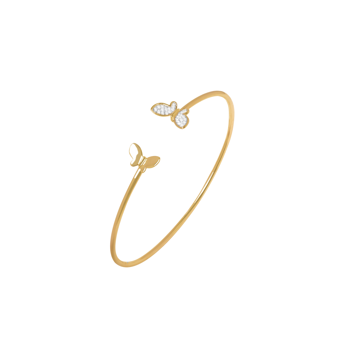 Pulsera en oro amarillo de 18K tubular semiabierta