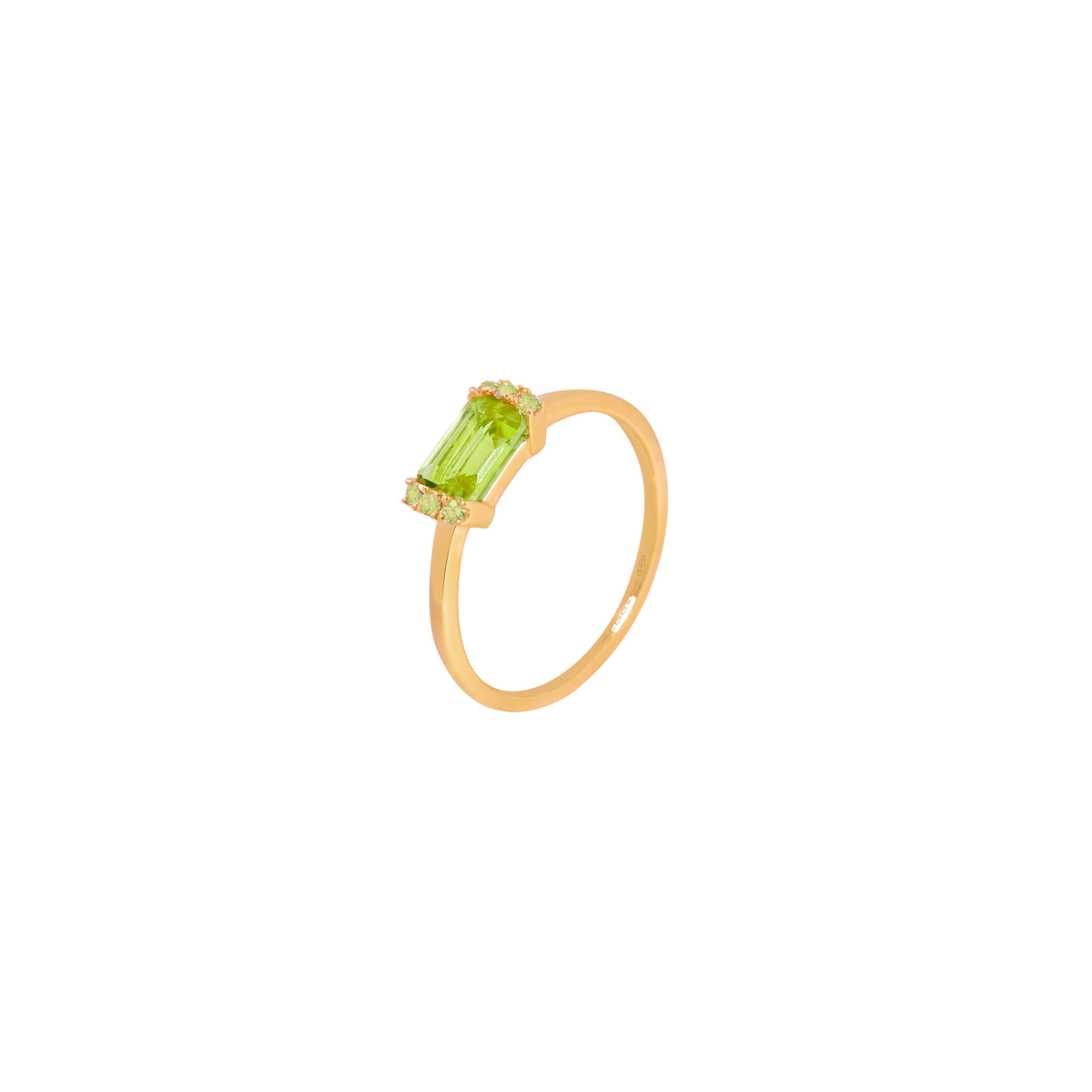 Anillo Amelia oro amarillo de 18K con peridoto corte esmeralda