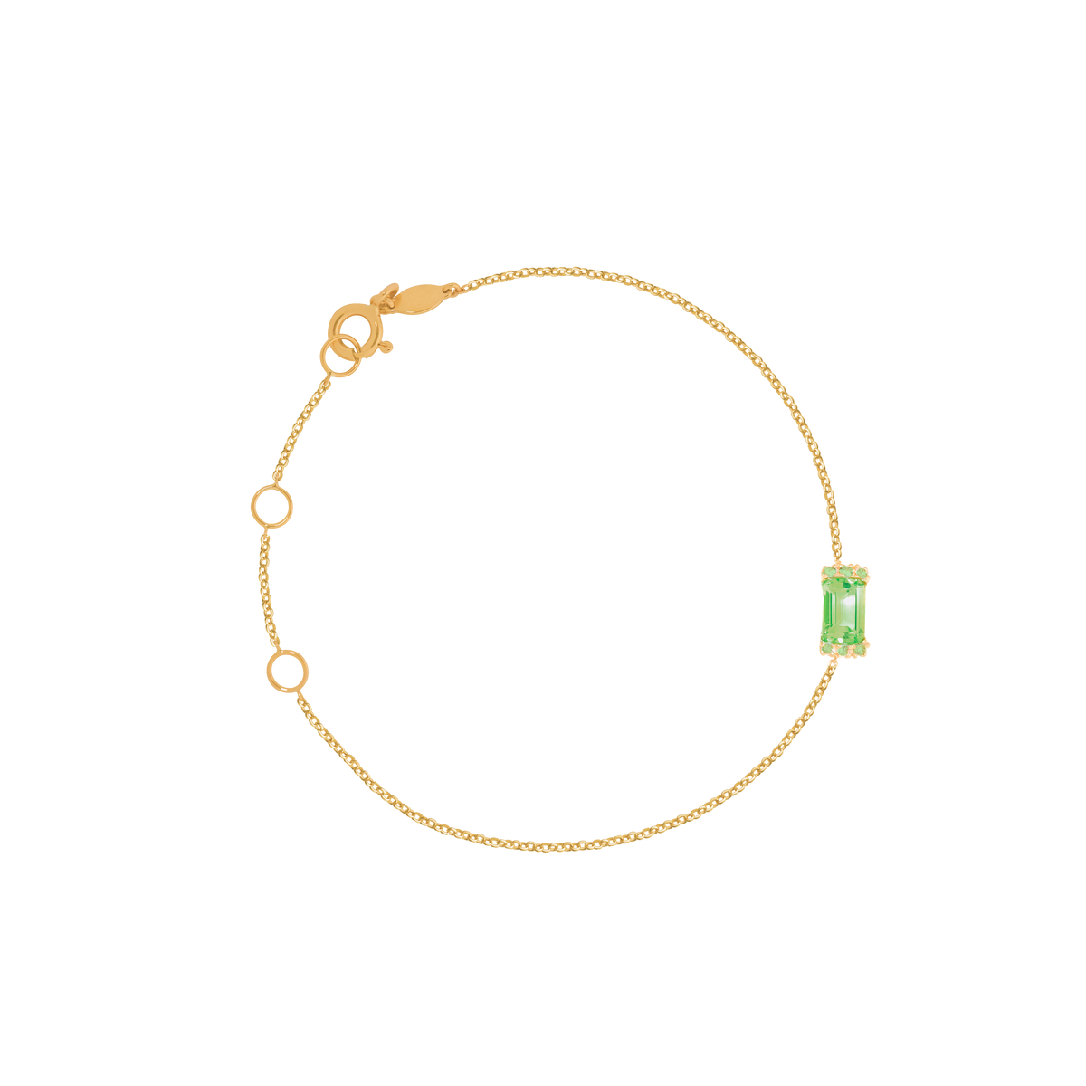 Pulsera Amelia en oro amarillo de 18K con peridot corte esmeralda