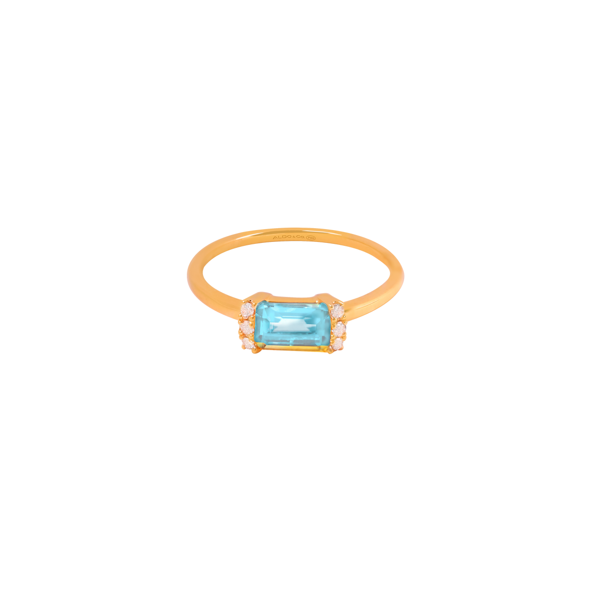 Anillo Amelia oro amarillo de 18K con topacio azul corte esmeralda