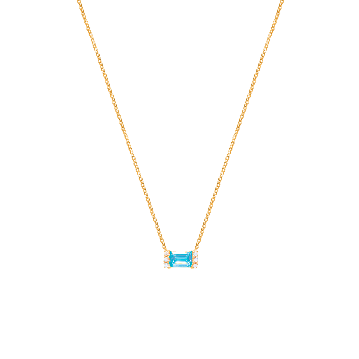 Collar Amelia en oro amarillo de 18K con topacio azul corte esmeralda