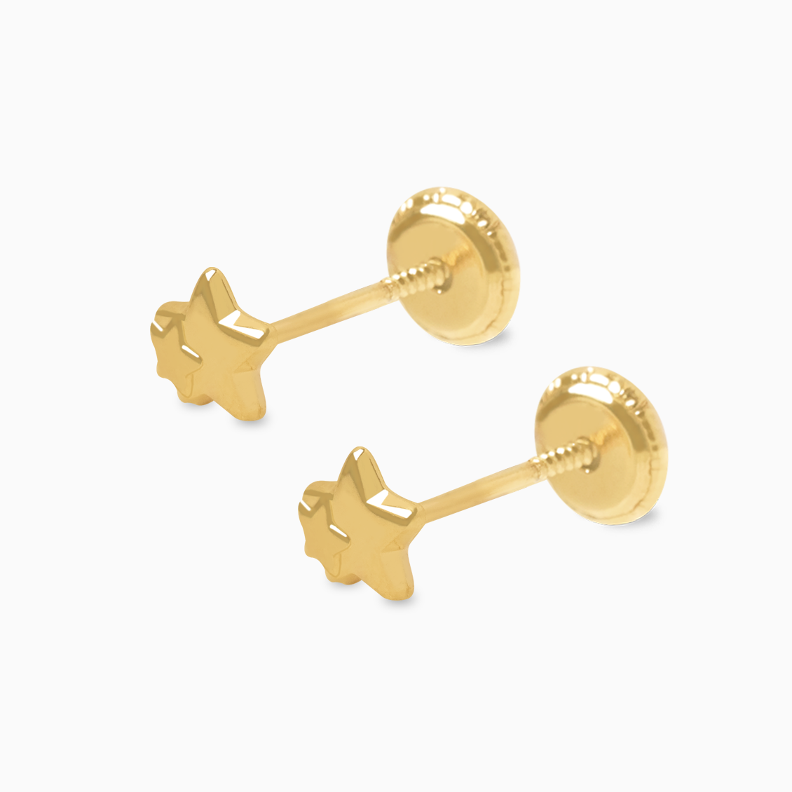 Aretes en oro amarillo de 18K doble estrellita