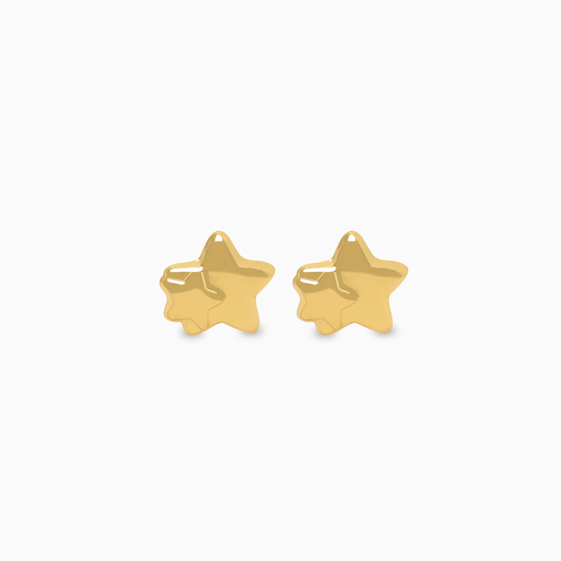 Aretes en oro amarillo de 18K doble estrellita