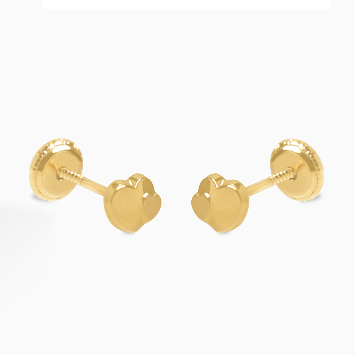 Aretes en oro amarillo de 18K doble corazón