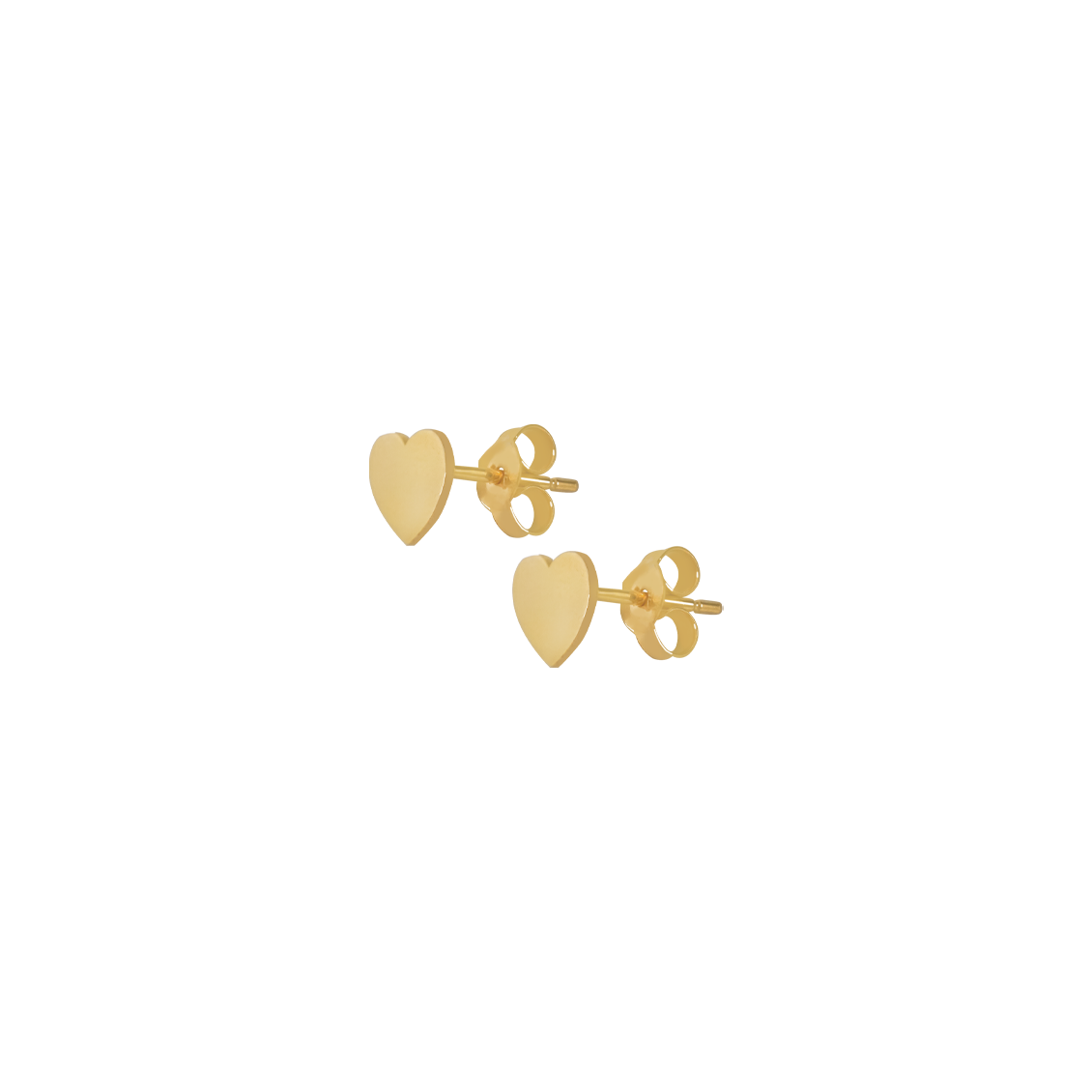 Aretes oro amarillo 18K corazón liso plano