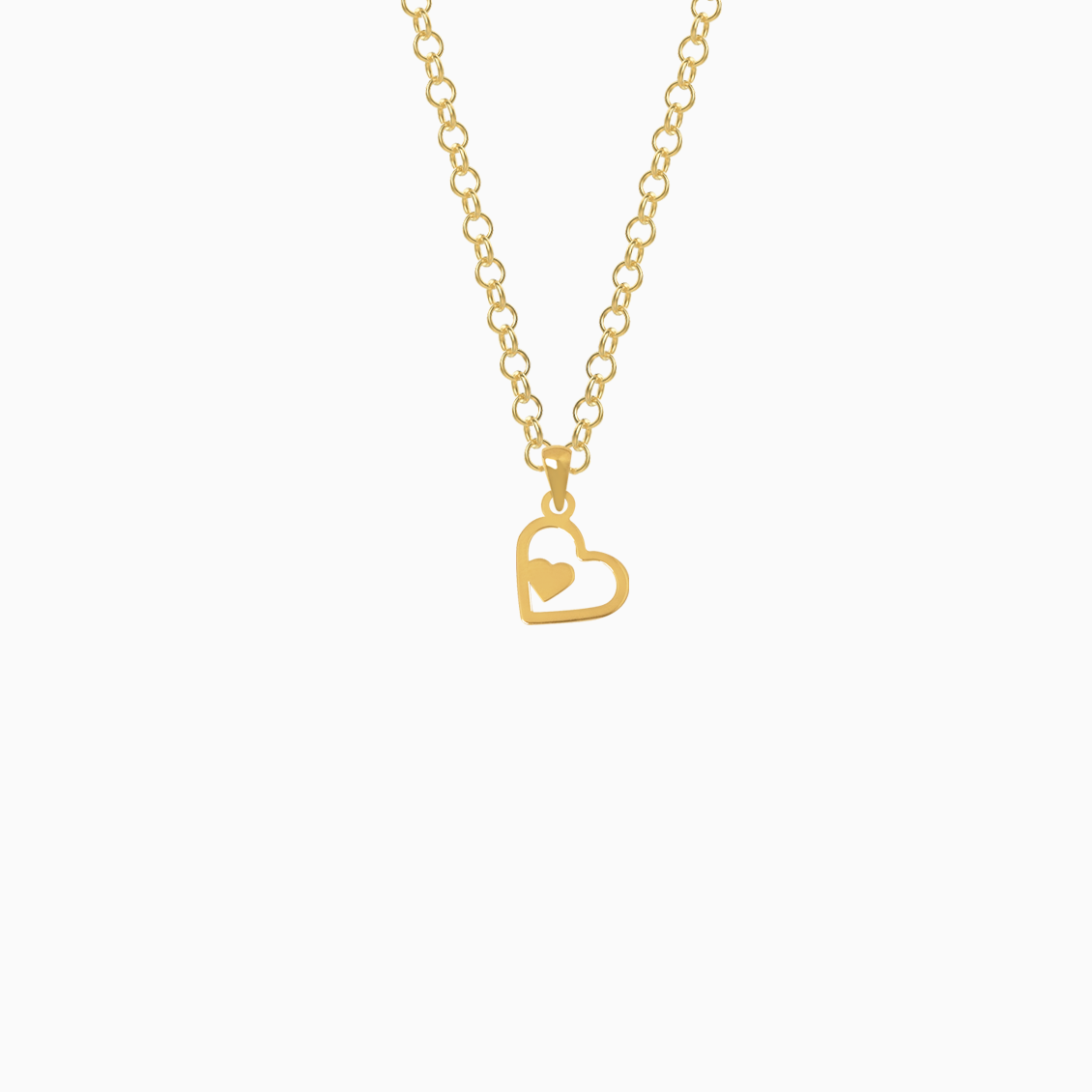 Dije en oro amarillo de 18K corazón doble