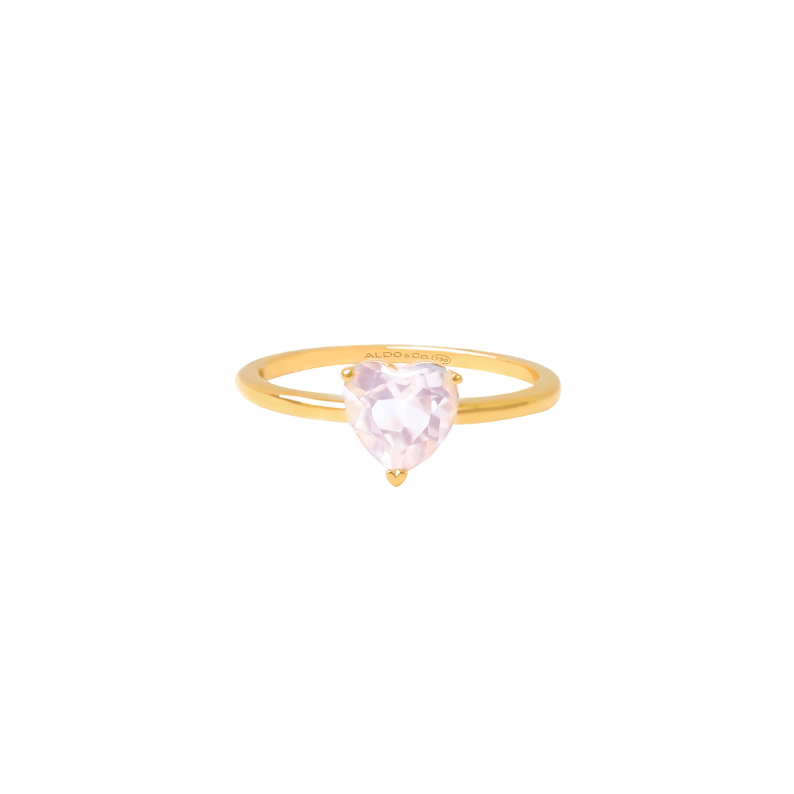 Anillo oro amarillo de 18K con cuarzo rosado corazón