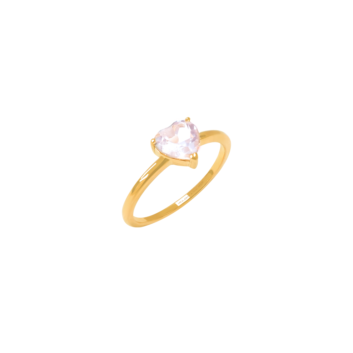 Anillo oro amarillo de 18K con cuarzo rosado corazón