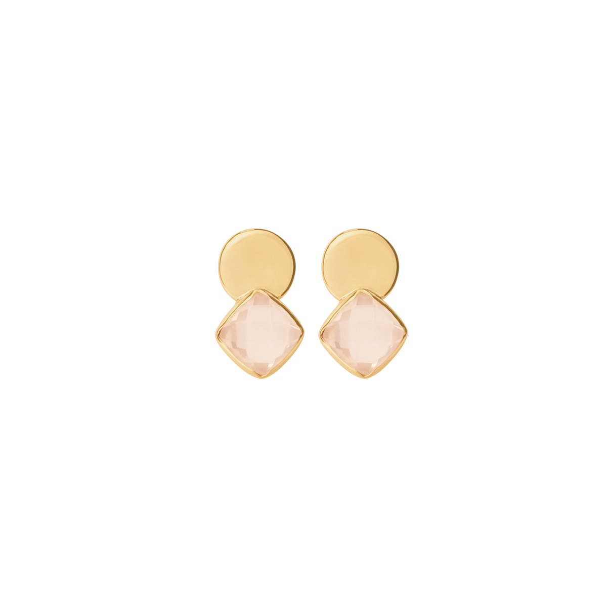 Aretes en oro amarillo 18k con cuarzo