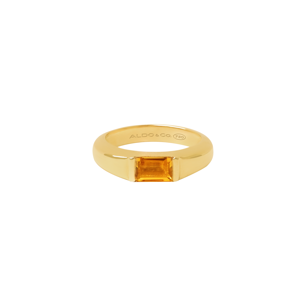 Anillo oro amarillo de 18K aro grueso con citrino