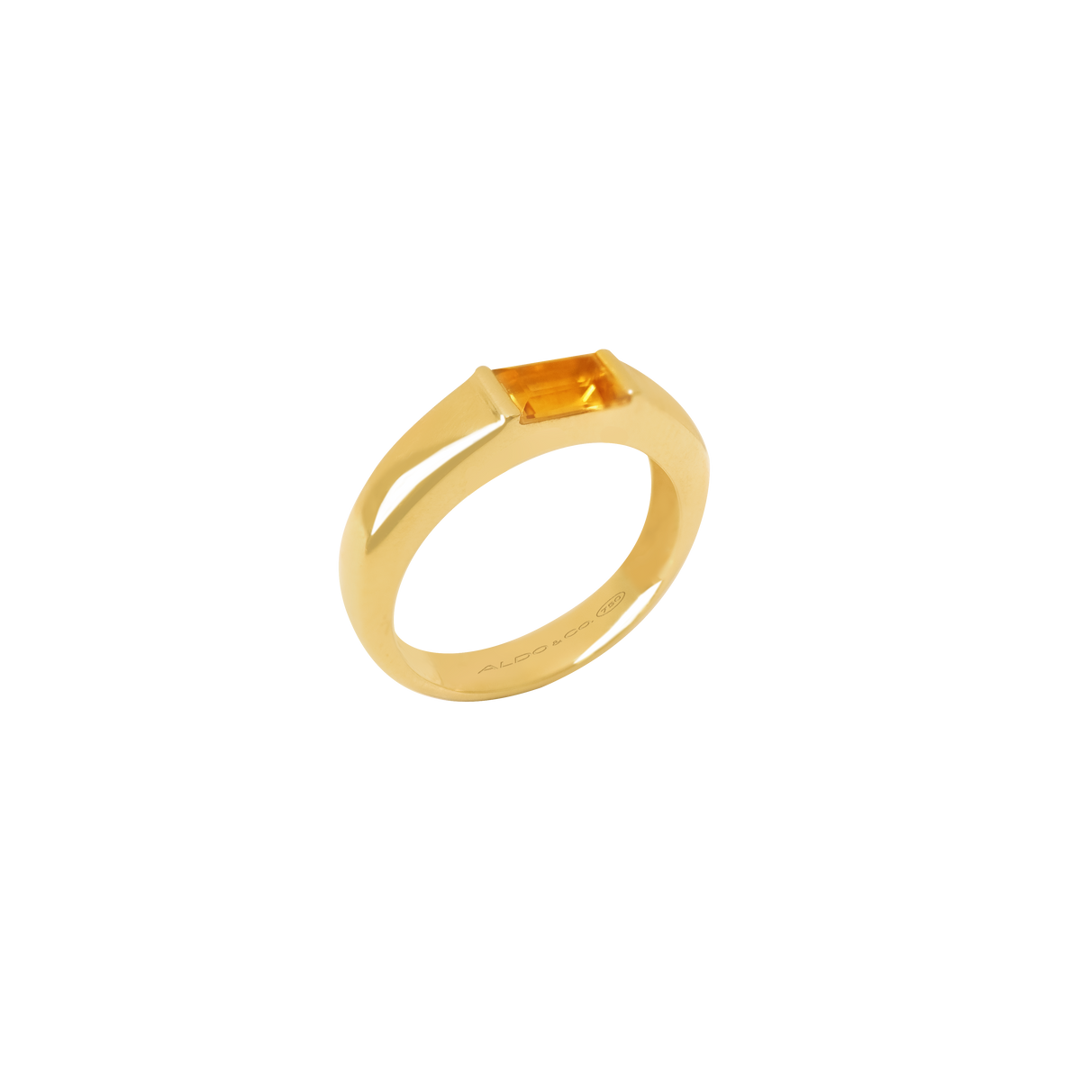 Anillo oro amarillo de 18K aro grueso con citrino