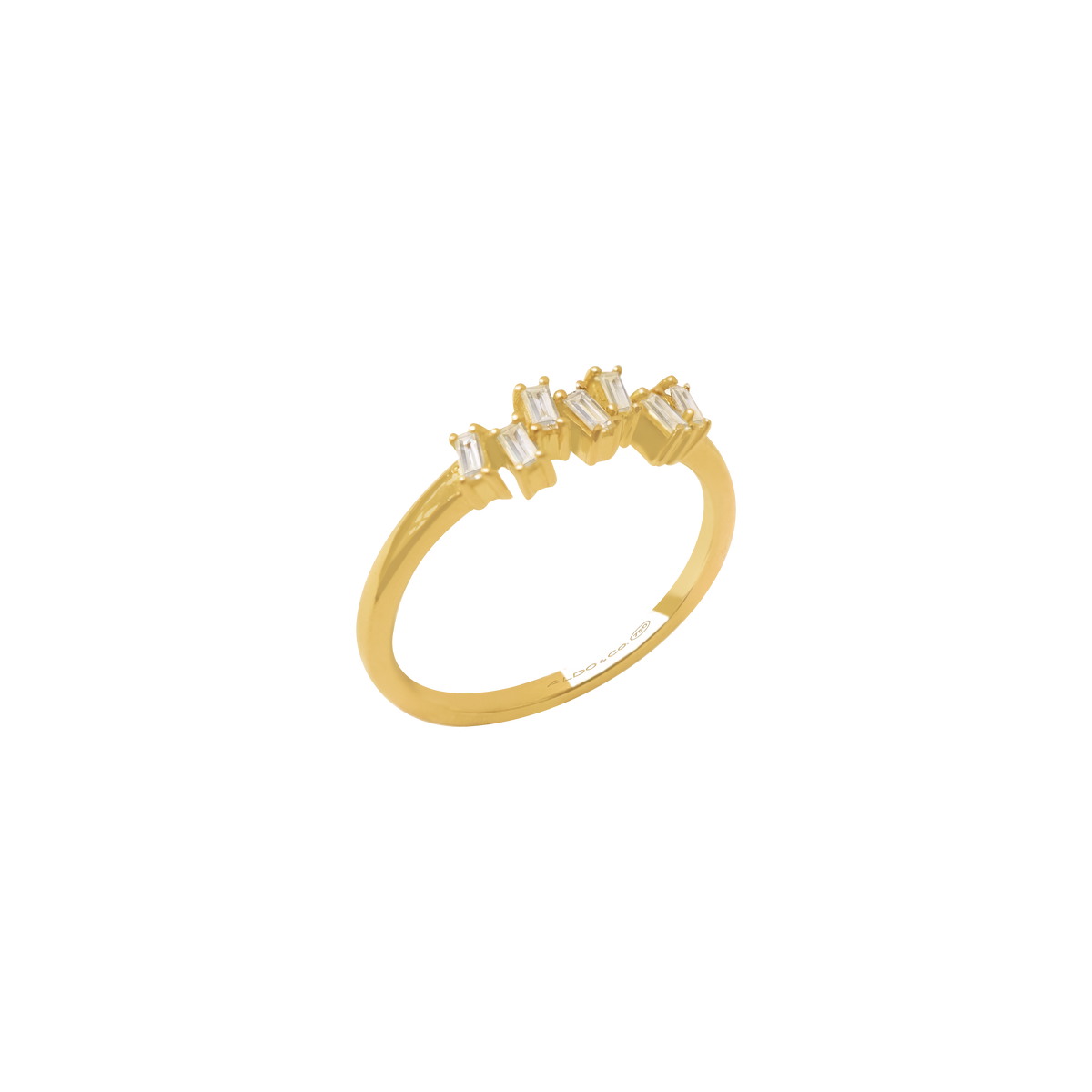 Anillo oro amarillo de 18K brillantes baguettes inclinados