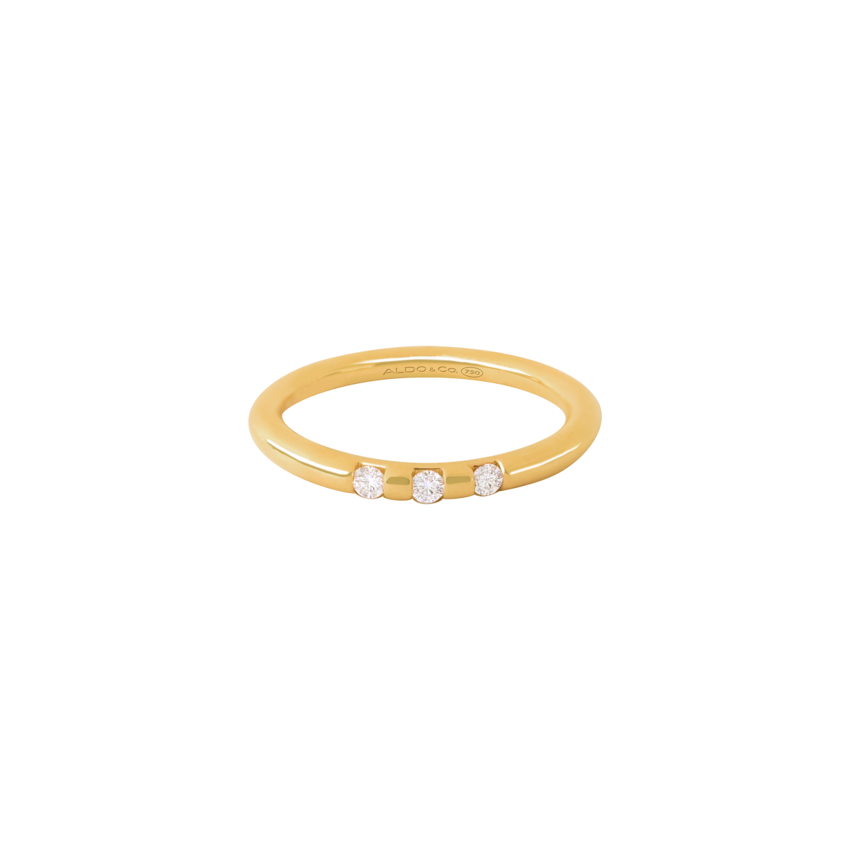 Anillo oro amarillo de 18K avellanado con brillantes