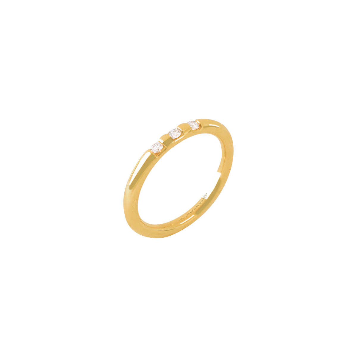 Anillo oro amarillo de 18K avellanado con brillantes