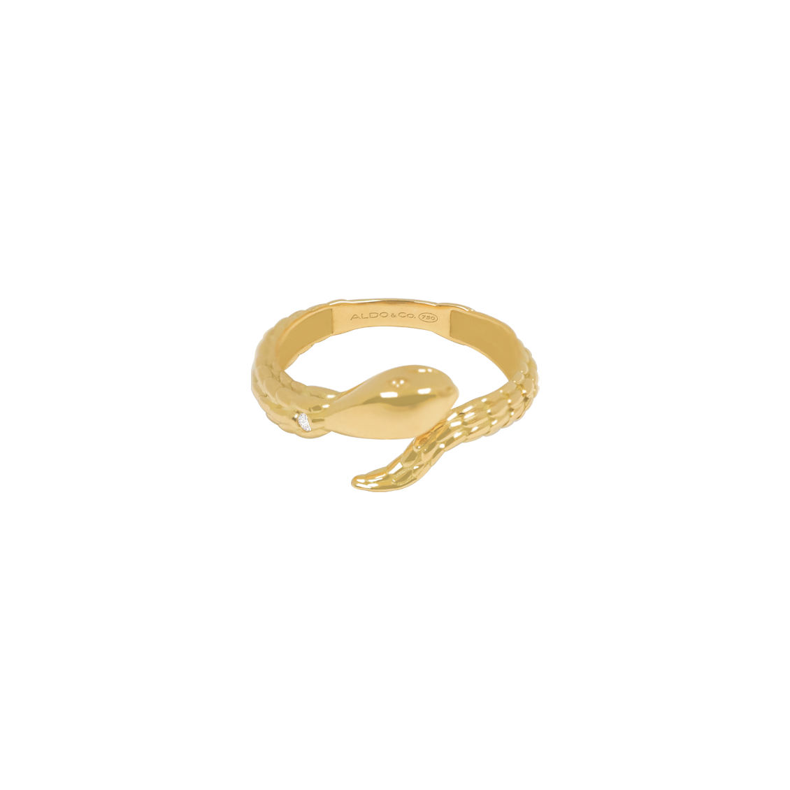 Anillo oro amarillo 18K serpiente con escamas y brillante