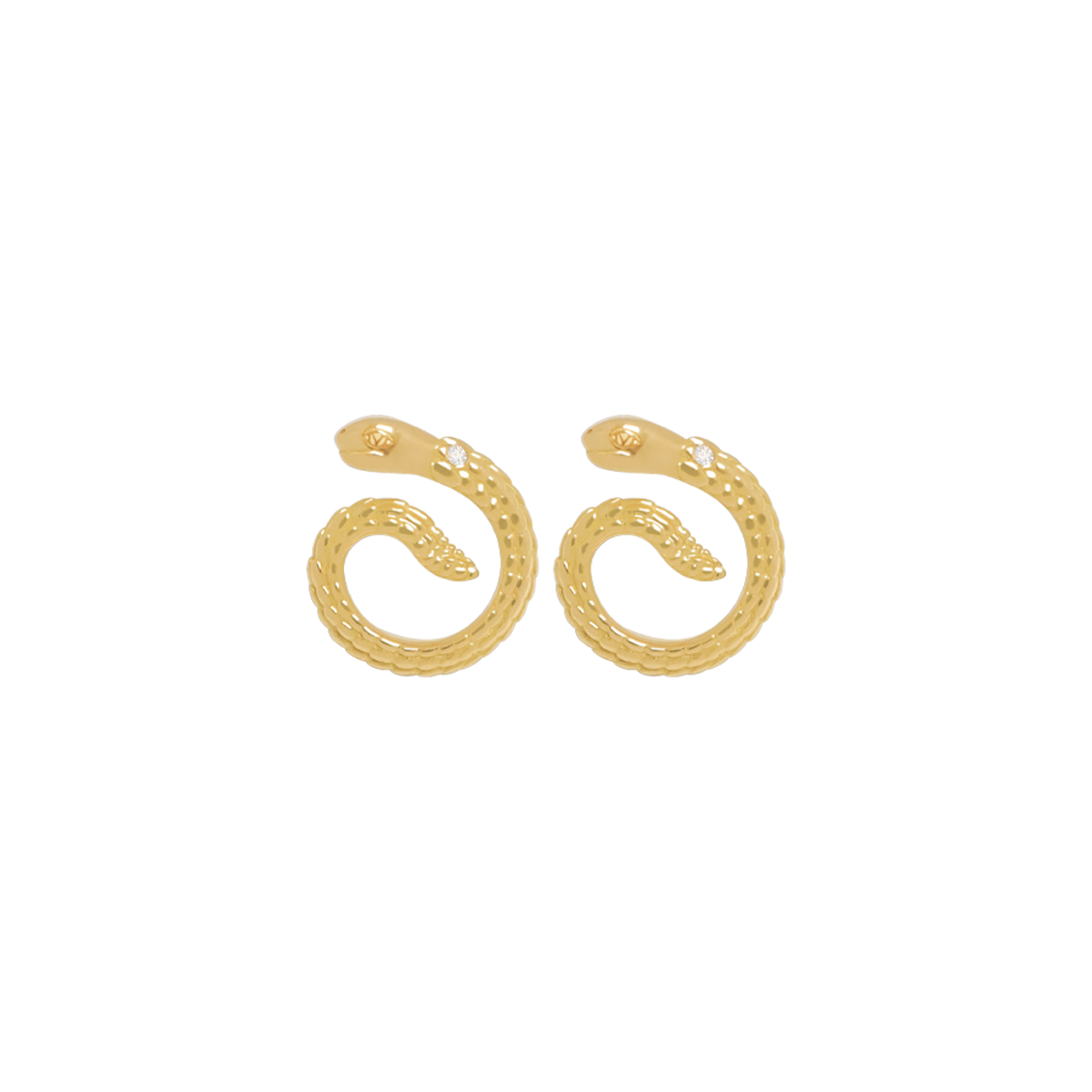 Aretes oro amarillo 18K serpiente con escamas y brillante