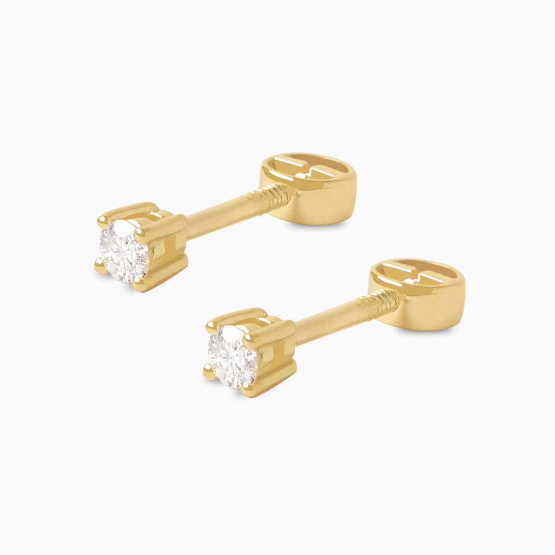 Aretes en oro amarillo de 18K punto de luz con brillante