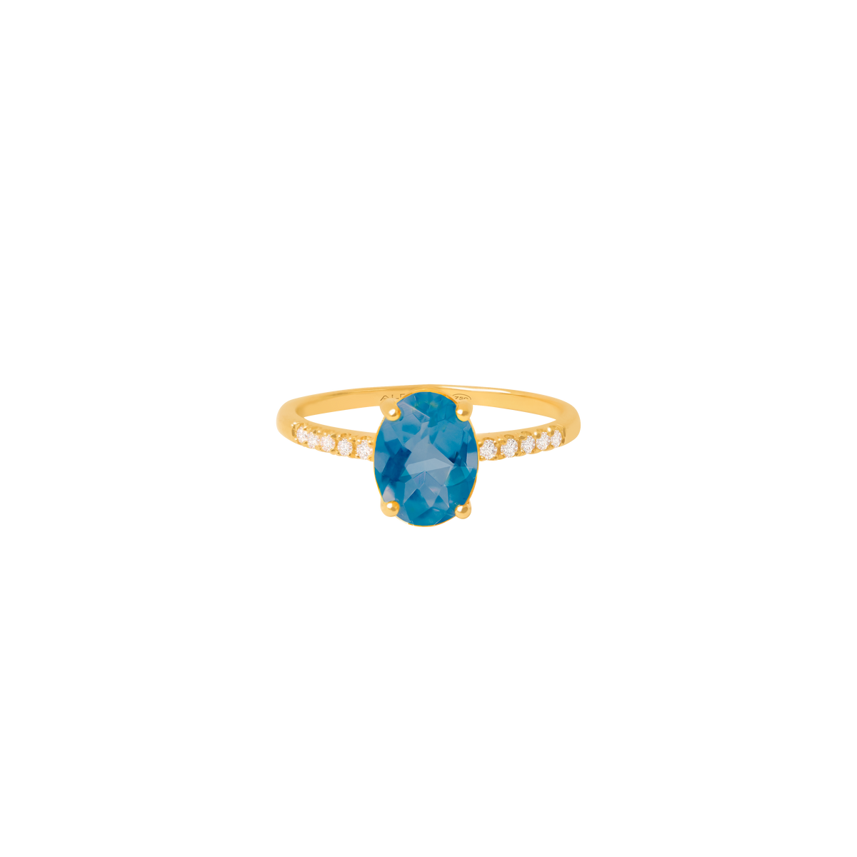 Anillo oro amarillo de 18K con iolita oval