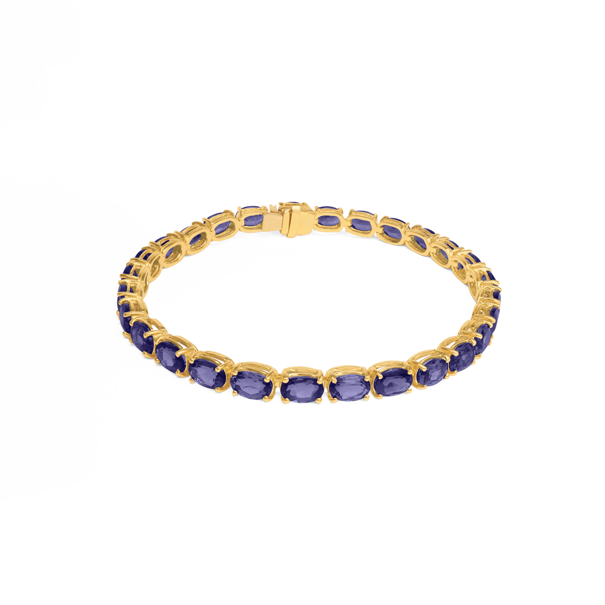 Pulsera oro amarillo de 18k tennis con iolita