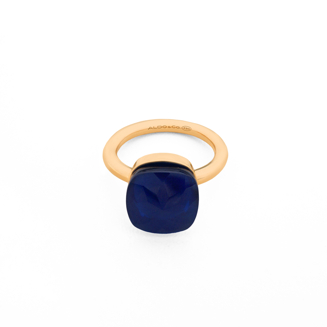 Anillos en oro amarillo de 18k con topacio Azul London Blue