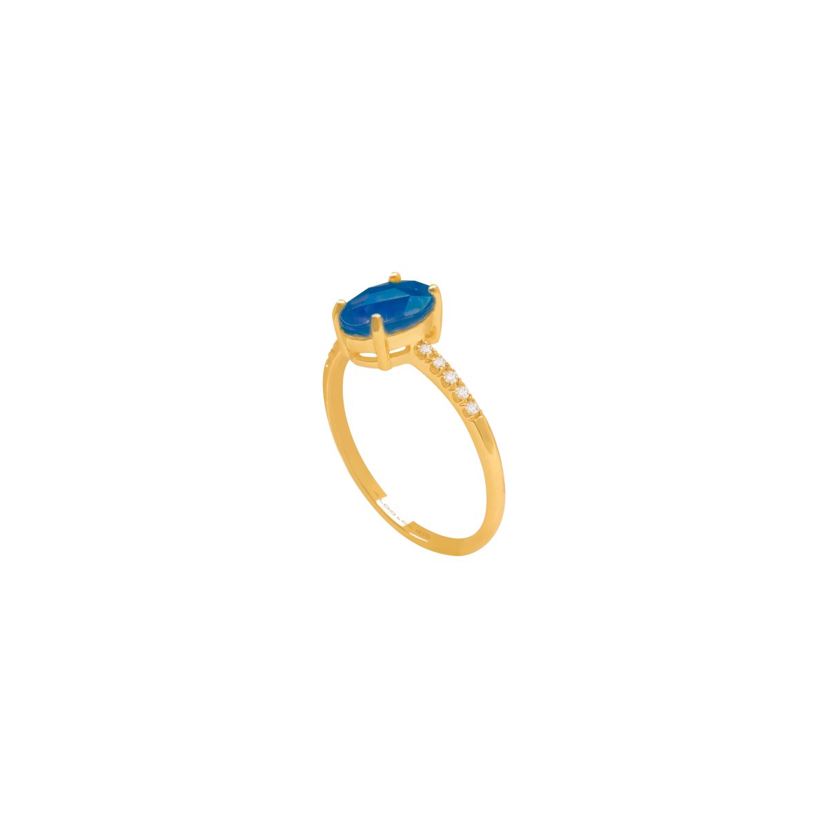 Anillo oro amarillo de 18K con topacio azul london blue oval