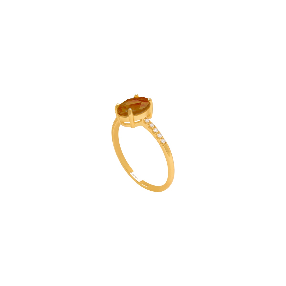 Anillo oro amarillo de 18K con turmalina marrón oval