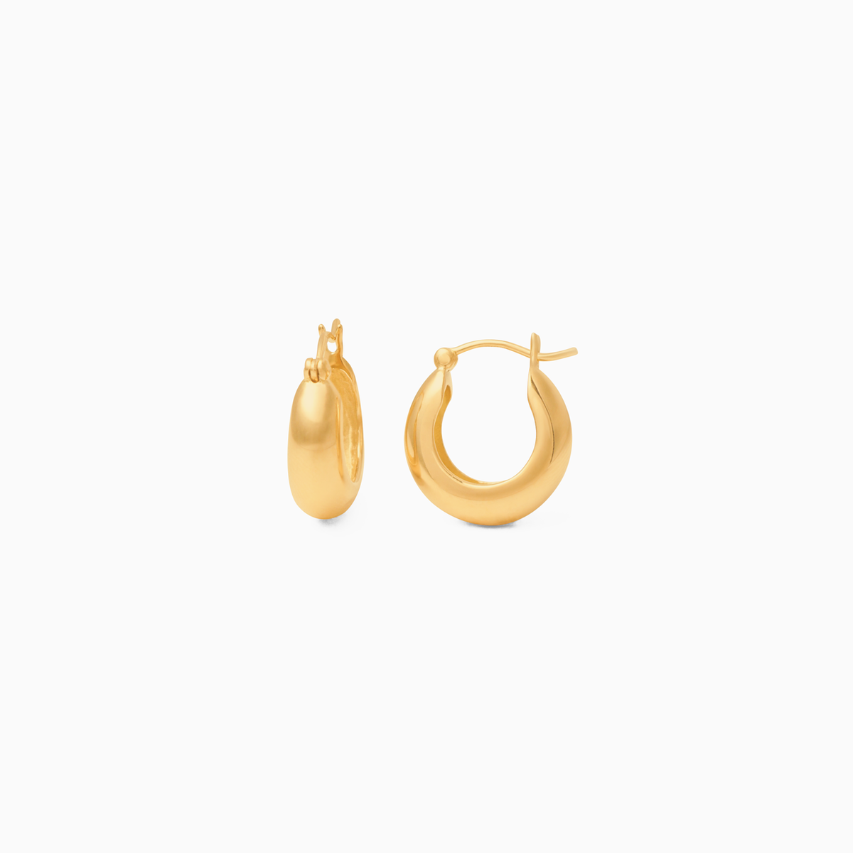 Aretes argollas gruesa en oro amarillo 18k