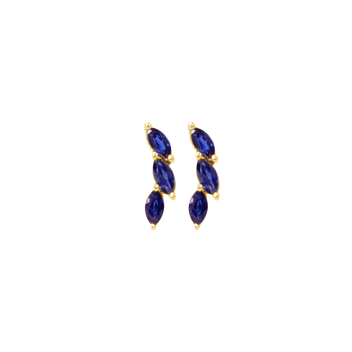 Aretes oro amarillo 18K con zafiros marquise