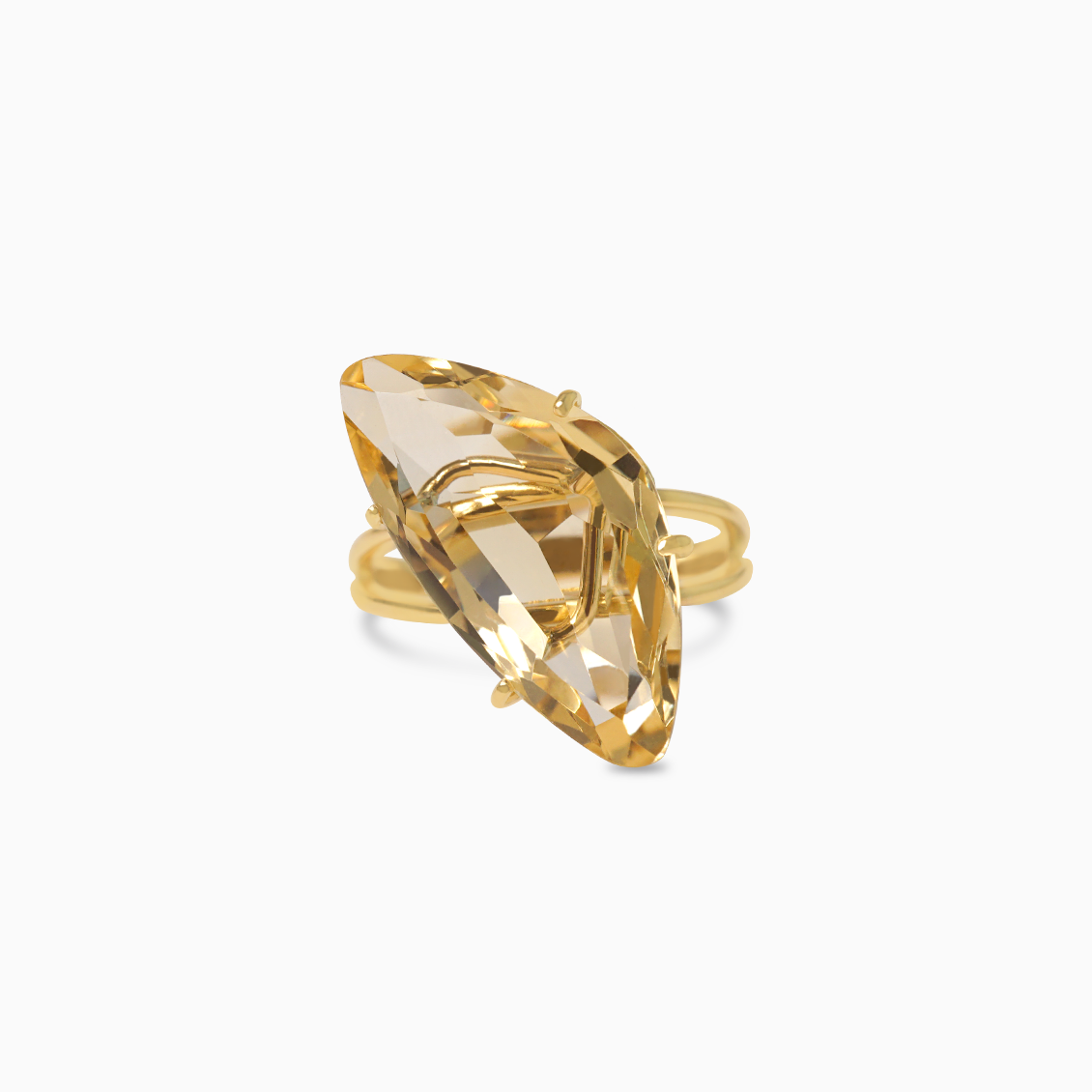 Anillo en oro amarillo de 18K con citrino y brillante