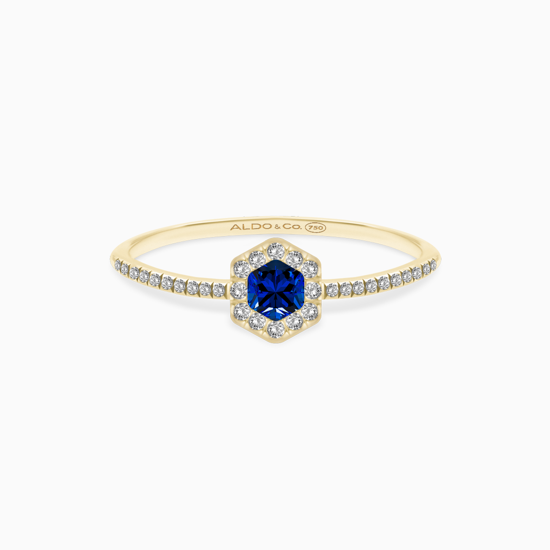 Anillo en oro amarillo de 18K con lapizlazuli