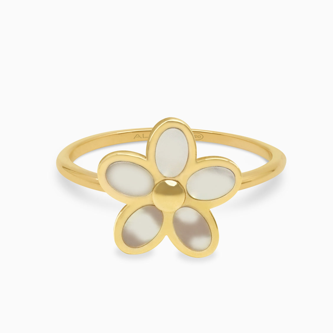 Anillo en oro amarillo de 18K flor con nácar