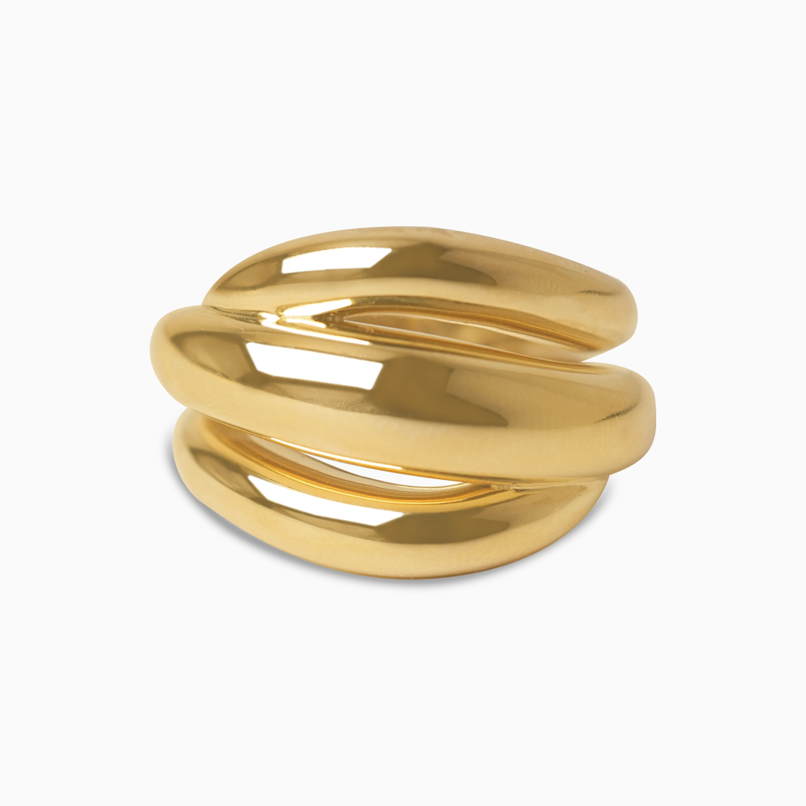 Anillo en oro amarillo de 18K banda ancha degradé