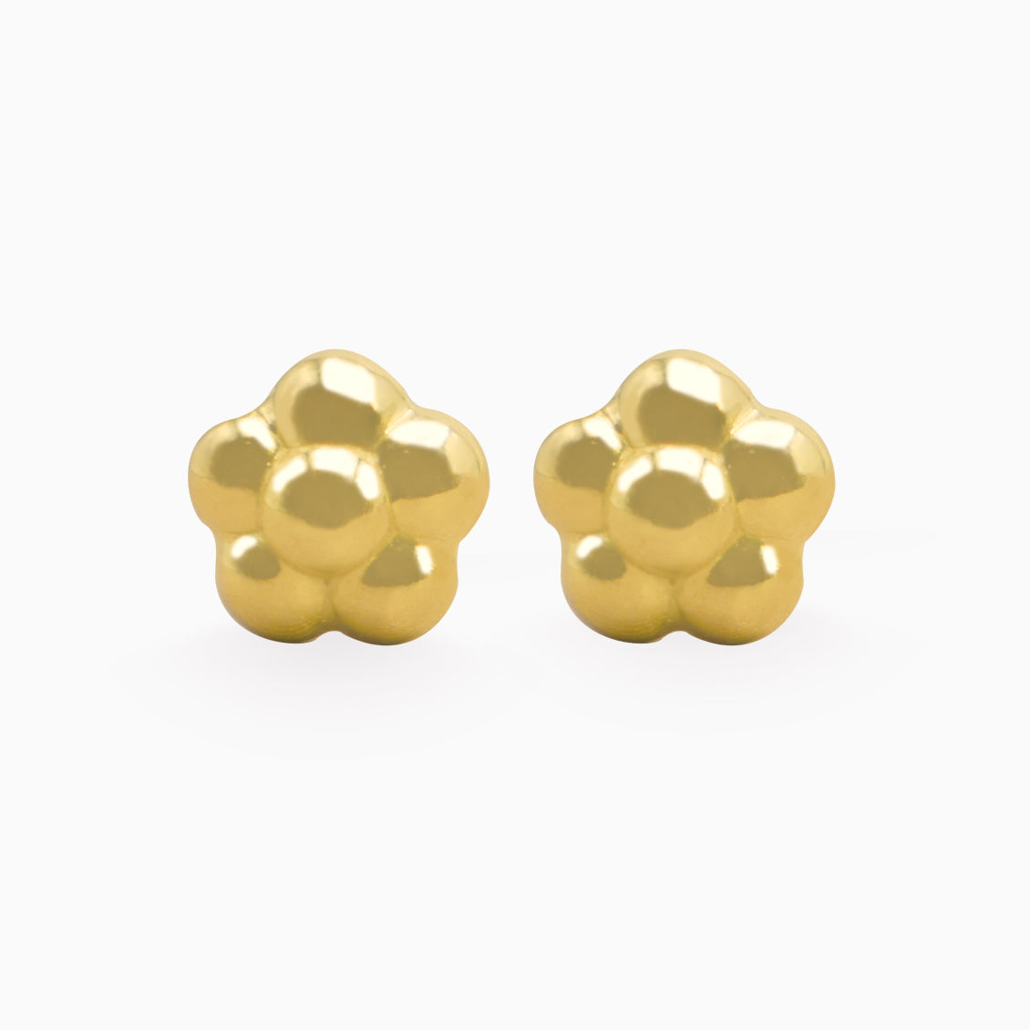 Aretes en oro amarillo de 18K flor