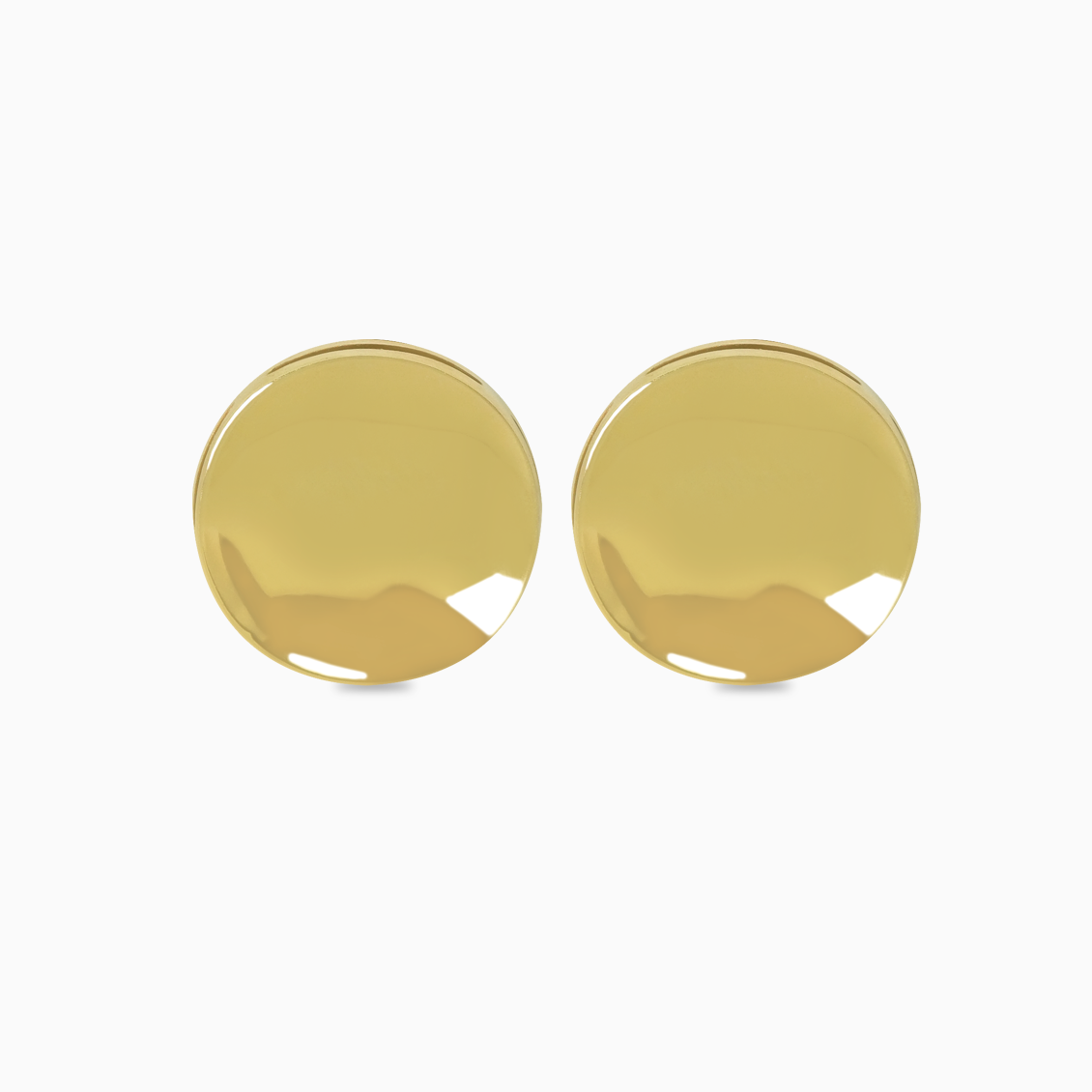 Aretes en oro amarillo de 18K botón hundido liso