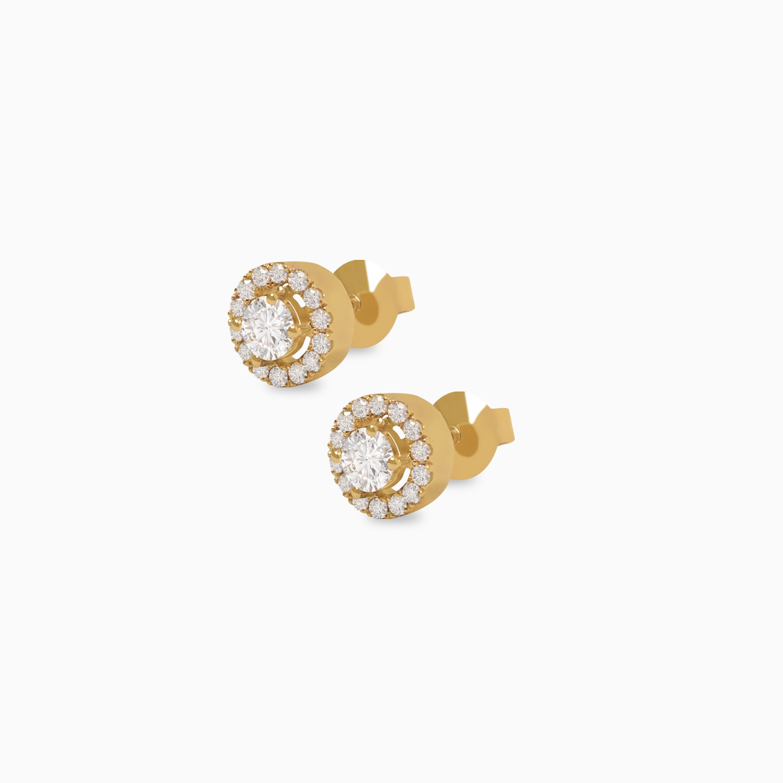 Aretes en oro amarillo de 18K halo con brillantes