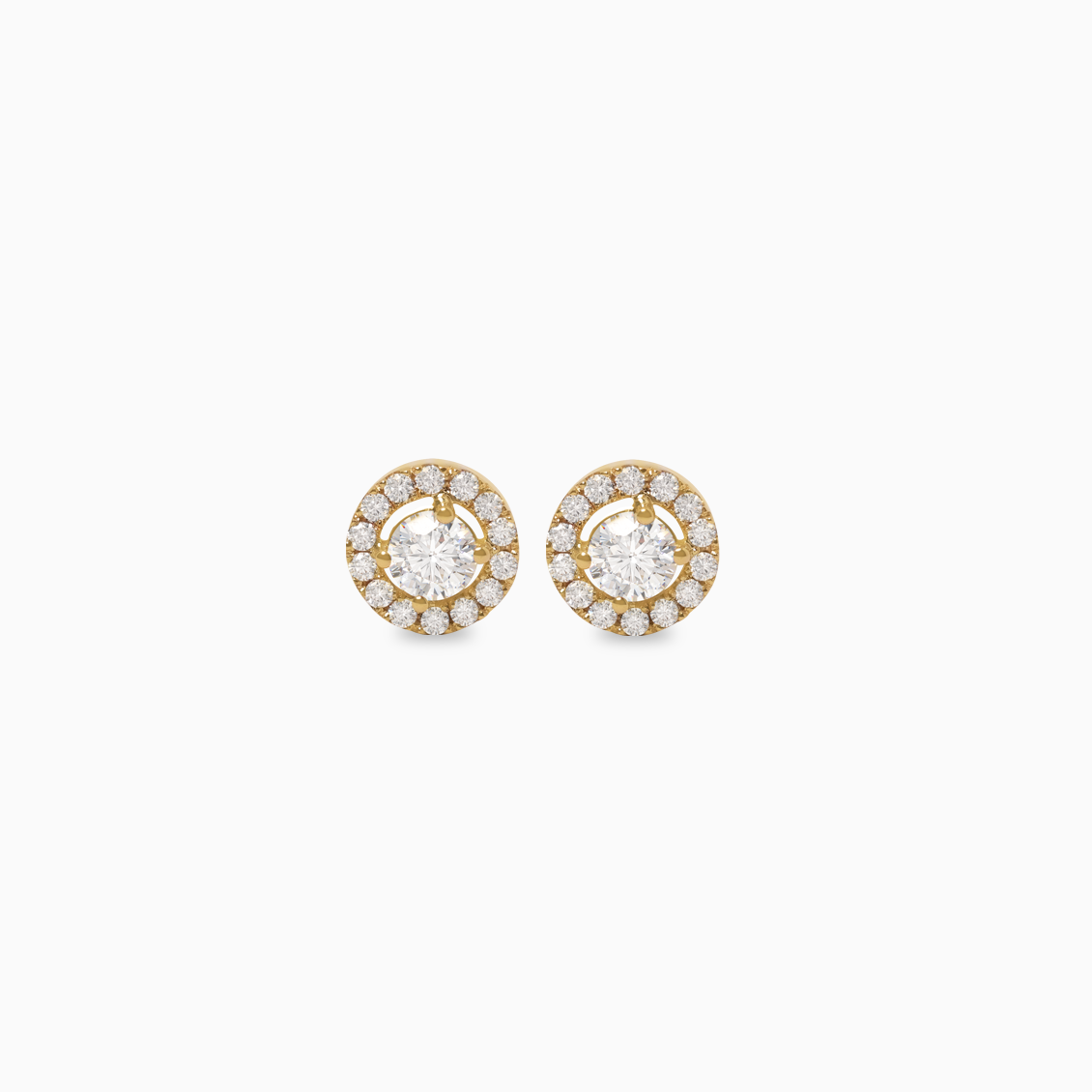 Aretes en oro amarillo de 18K halo con brillantes