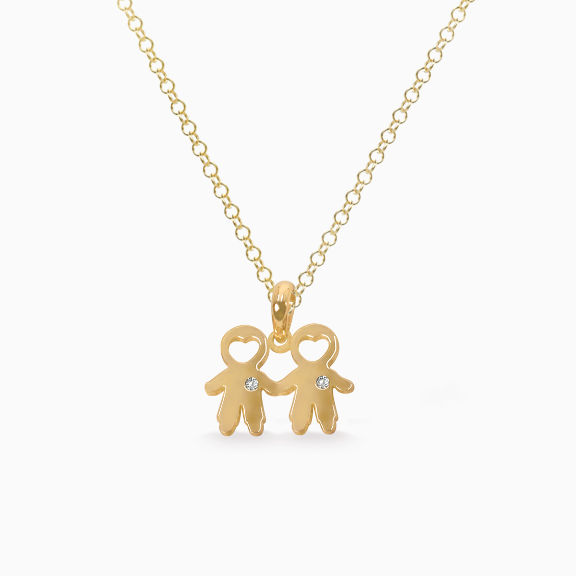 Dije en oro amarillo de 18K niños tomados de la mano