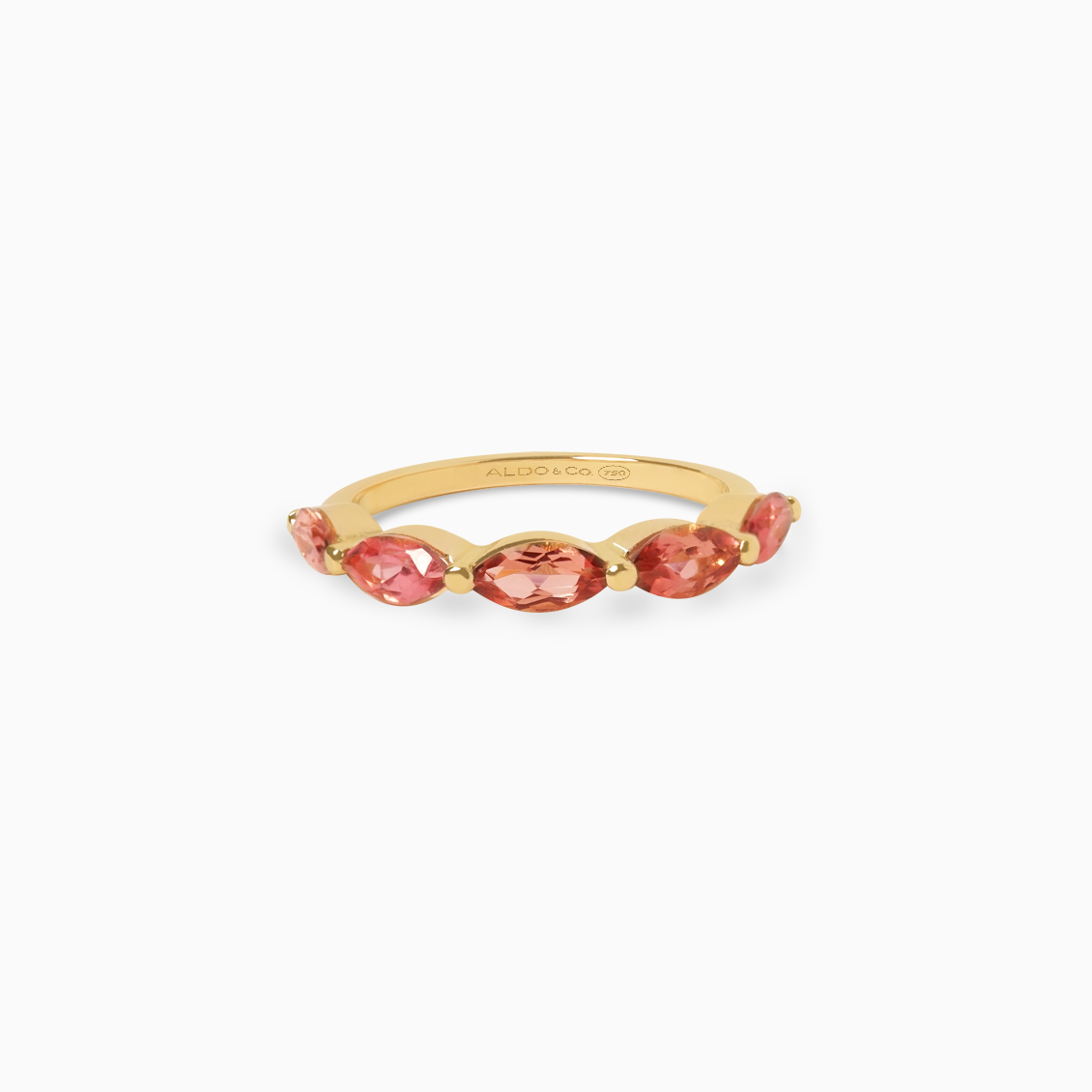 Anillo en oro amarillo de 18K con turmalinas rosadas